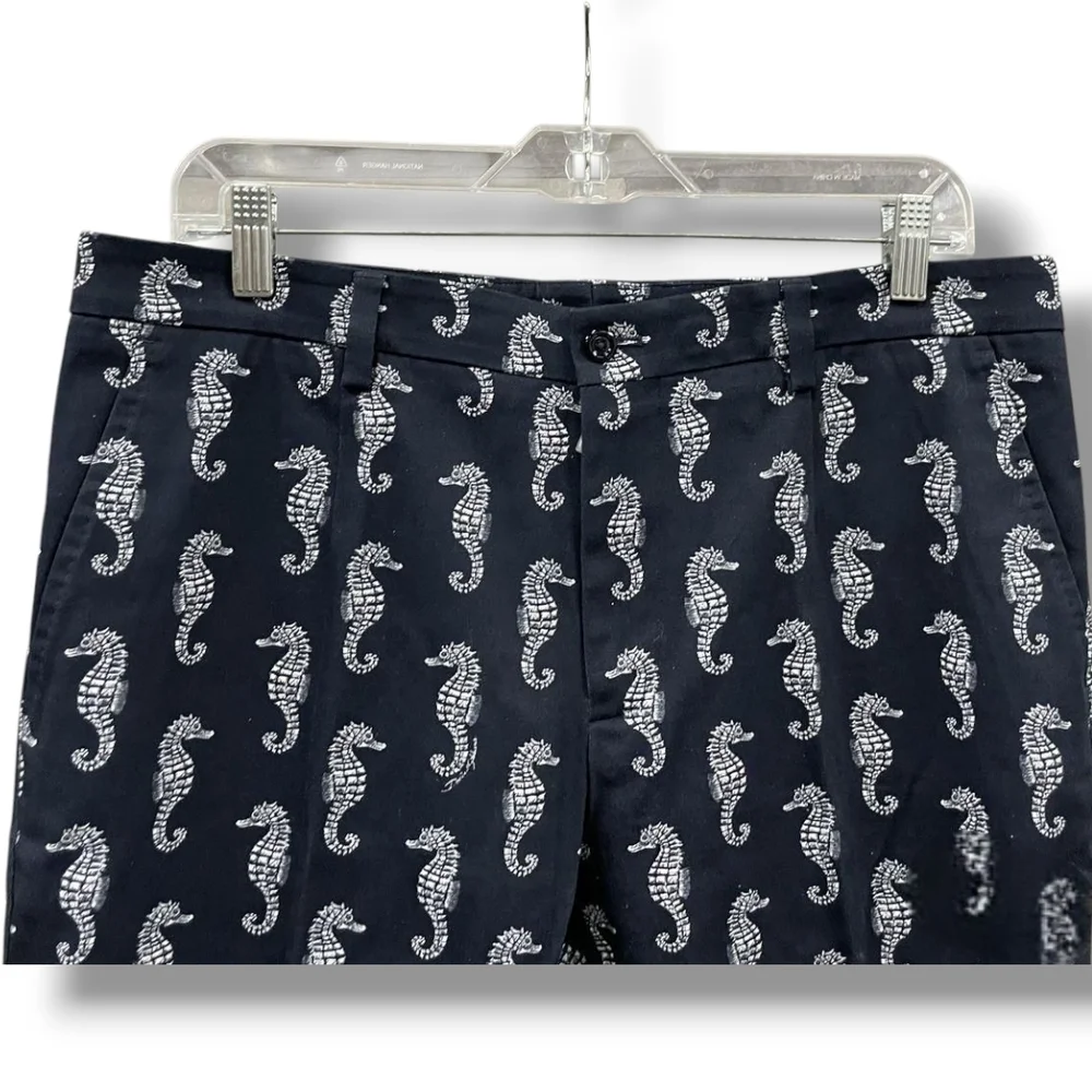 Dolce & Gabbana Dark Blue & White Seahorse Print Slim Fit Chino Pant 34" Waist - Picture 7 of 16